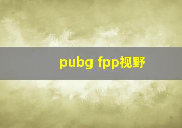 pubg fpp视野